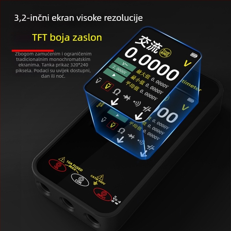 BSIDE digitalni multimetar sa zapisom napona, visoka preciznost, inteligentna zaštita od pregorijevanja, za kućnu upotrebu