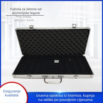 Kutija za poker žetone od aluminijske legure, kapacitet 400 žetona, bijela, prijenosni set alata