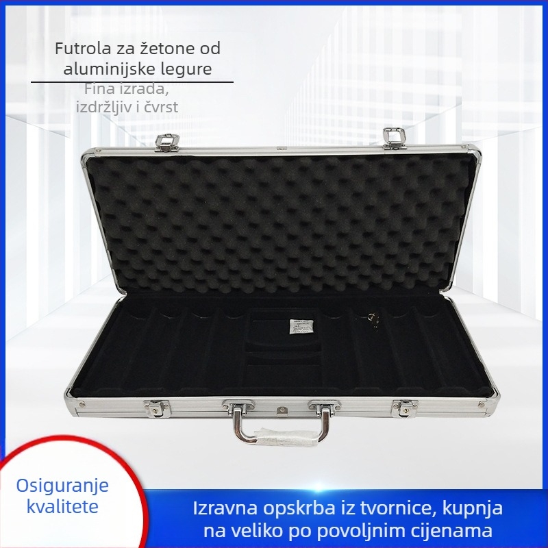 Kutija za poker žetone od aluminijske legure, kapacitet 400 žetona, bijela, prijenosni set alata