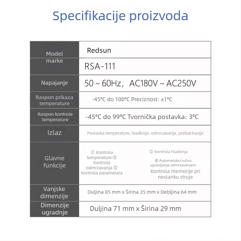 Pametni temperaturni regulator za komercijalnu opremu s temperaturnim senzorom