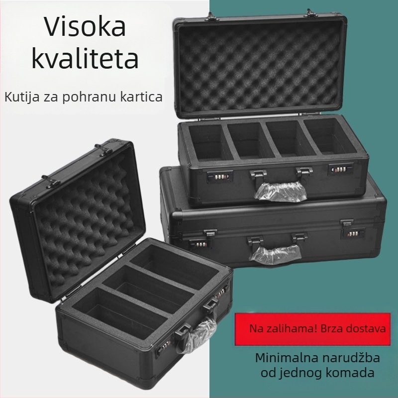 Aluminijska kutija za pohranu kartica za ocijenjene kartice i zbirku sportskih kartica, sa zaključavanjem
