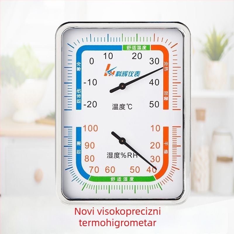 Unutarnji termometar i higrometar s pokazivačem, visoka preciznost mjerenja temperature i vlage za dom