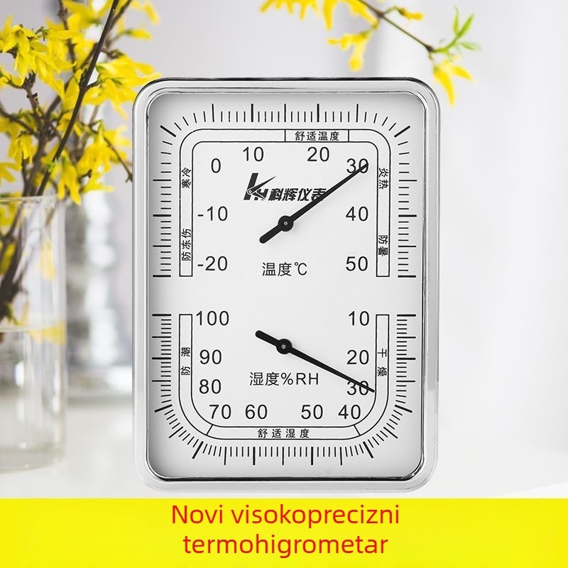 Unutarnji termometar i higrometar s pokazivačem, visoka preciznost mjerenja temperature i vlage za dom