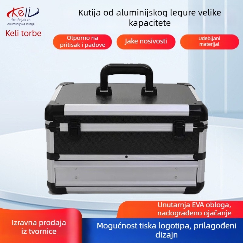 Aluminijski alatni kovčeg s izvlačnim tipom, nosivost 15 kg, namijenjen prijenosu opreme