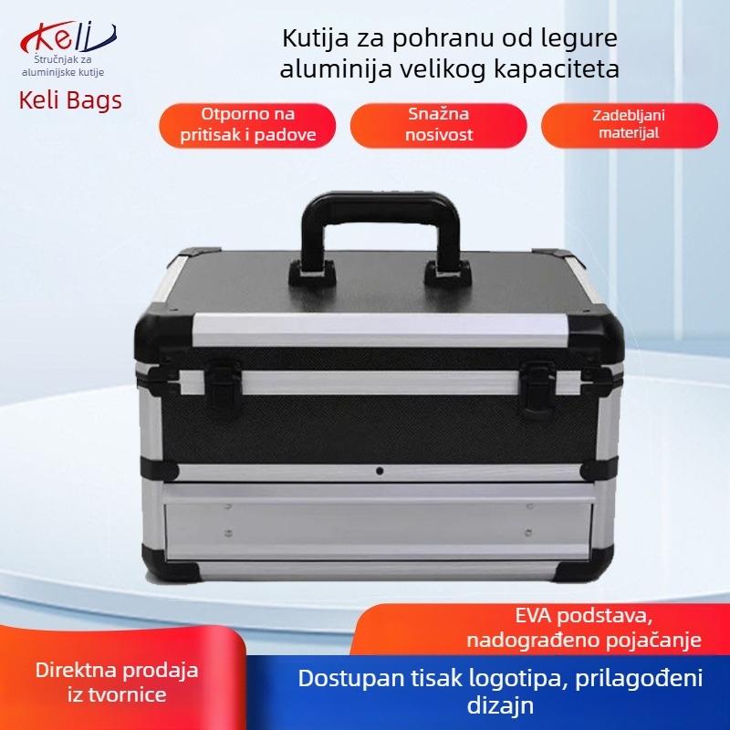 Aluminijski alatni kovčeg s izvlačnim tipom, nosivost 15 kg, namijenjen prijenosu opreme