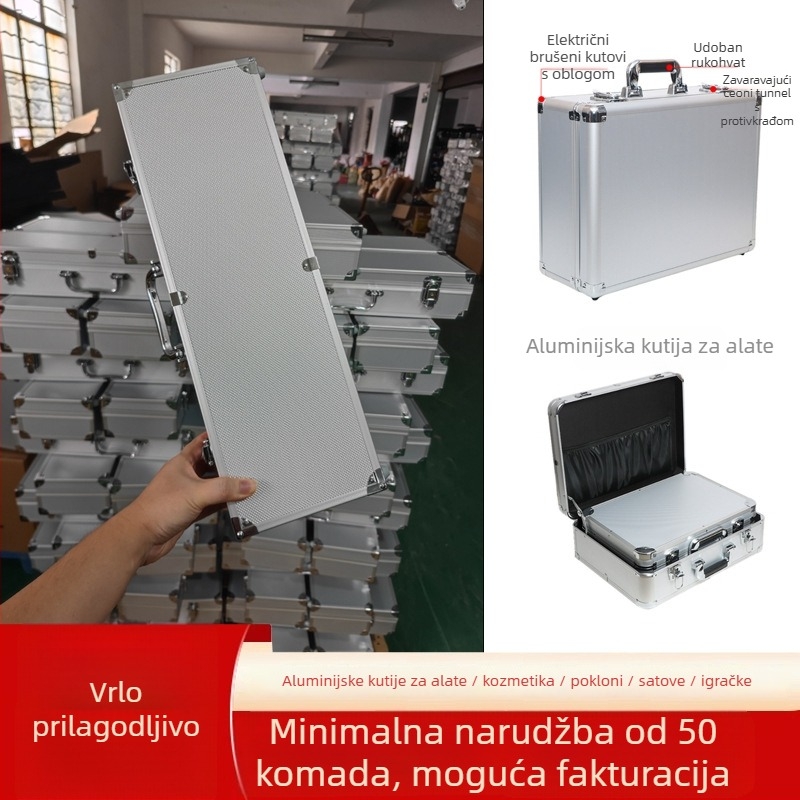 Prilagođena aluminijska kutija za alate s MDF pločom, vatrootporna površina i EVA navlaka; prenosni dizajn, nosivost 100 kg