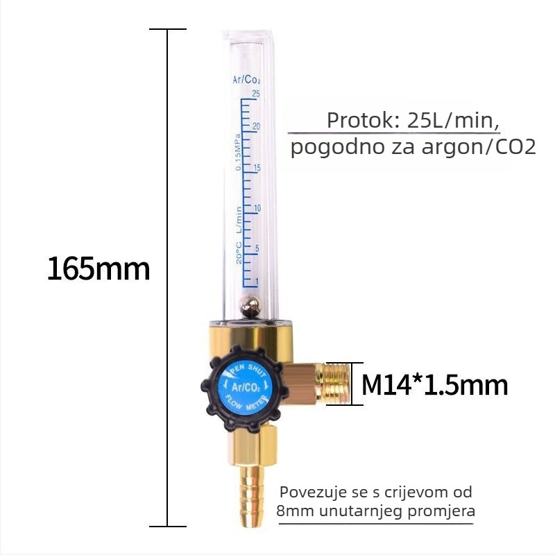 CO2 mjerač protoka sklop — mjerač protoka za CO2, raspon mjerenja 5, dizajn cijevi