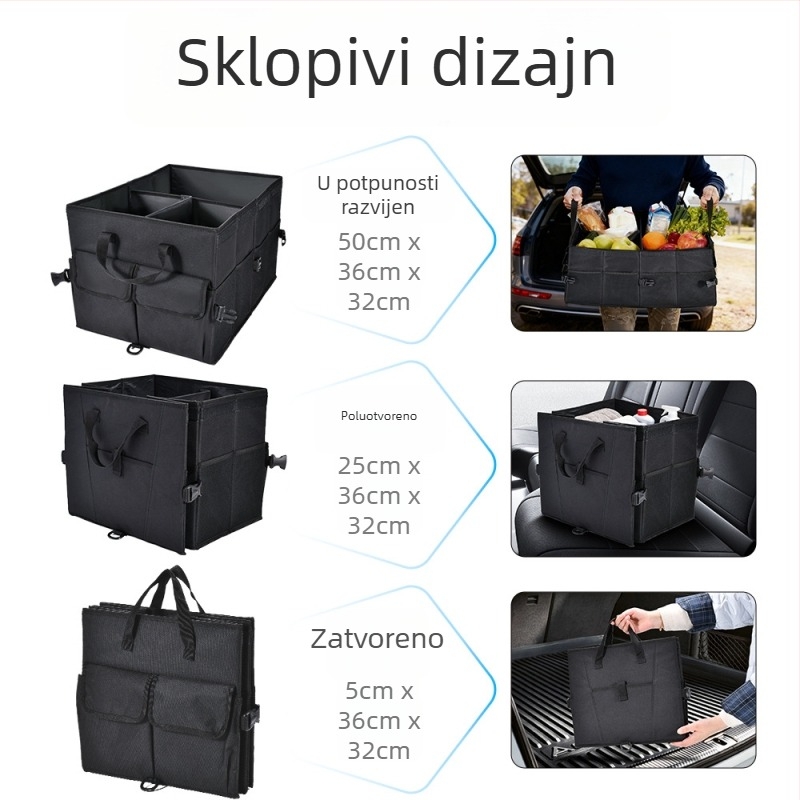 JiaWei Tekstilna kutija alata - Modularna kutija za prtljažnik automobila, Veliki kapacitet, Sklopivi organizator
