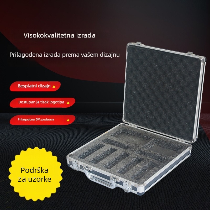 Aluminijska kutija za instrumente s EVA unutrašnjošću, crna prijenosna višenamjenska kutija za alate