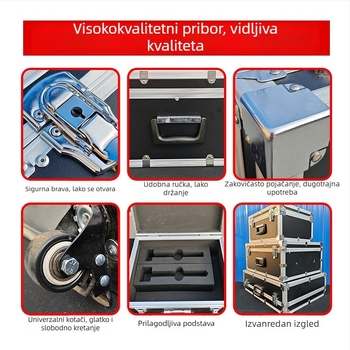 Kutija od aluminijske legure za precizne instrumente i opremu, EVA materijal, crna otporna na udarce kutija za pohranu, višefunkcionalna