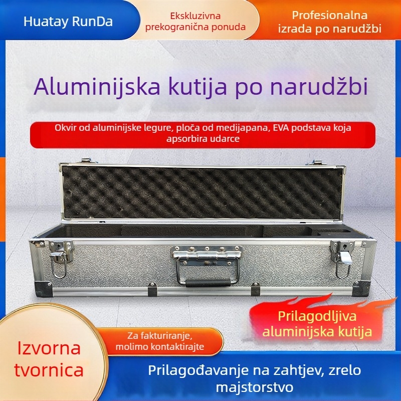 Kutija od aluminijske legure za precizne instrumente i opremu, EVA materijal, crna otporna na udarce kutija za pohranu, višefunkcionalna