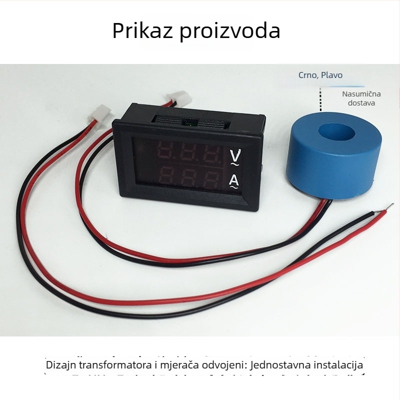 Digitalni mjerač izmjeničnog napona, model HKS-AC-V01, raspon mjerenja 60-500 V, dualni zaslon, kompatibilan s trofaznim sustavima 220/380 V.