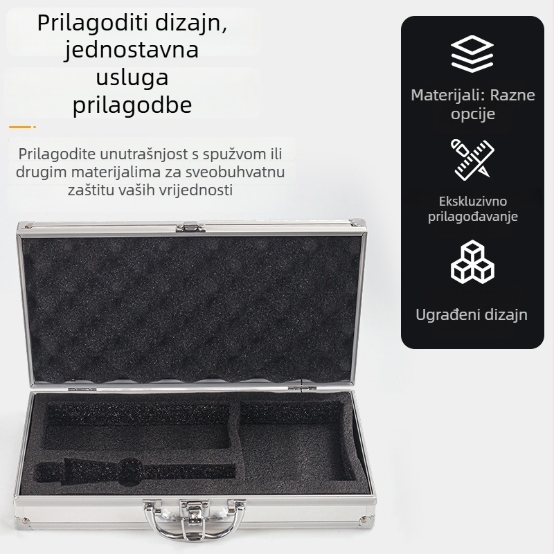 Jinfuda Kutija za alat od aluminijskog legura – MDF ploča, aluminijski okvir, prijenosna kutija za skladištenje, multifunkcionalna kutija alata