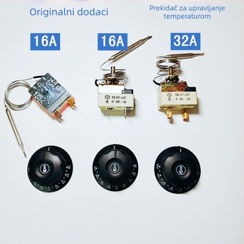 Gumbasti termostatski prekidač za električnu pećnicu i fritu, mehanički regulator temperature, 220V fiksna montaža