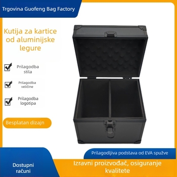 Crna kutija za kartice od aluminijske legure s ručkom, PSA kutija za kartice, kutija za pohranu ocijenjenih kartica s magnetom