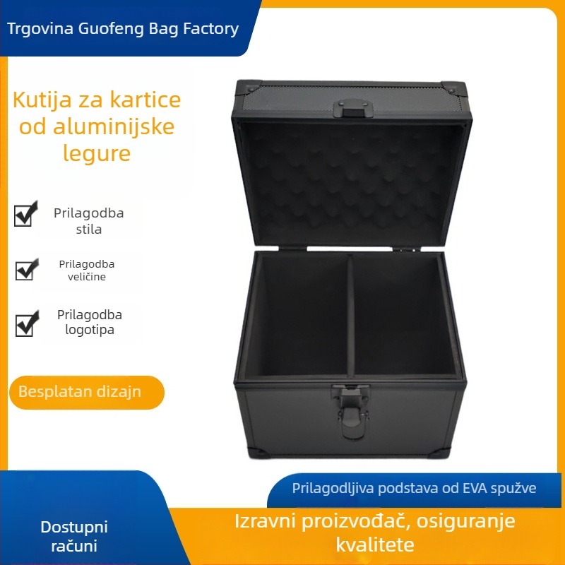 Crna kutija za kartice od aluminijske legure s ručkom, PSA kutija za kartice, kutija za pohranu ocijenjenih kartica s magnetom