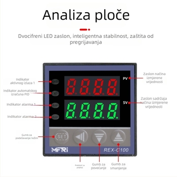 REX-C100 Temperaturni regulator, model C100FK02-MV*AN AB, inteligentan PID, 220V, digitalni zaslon