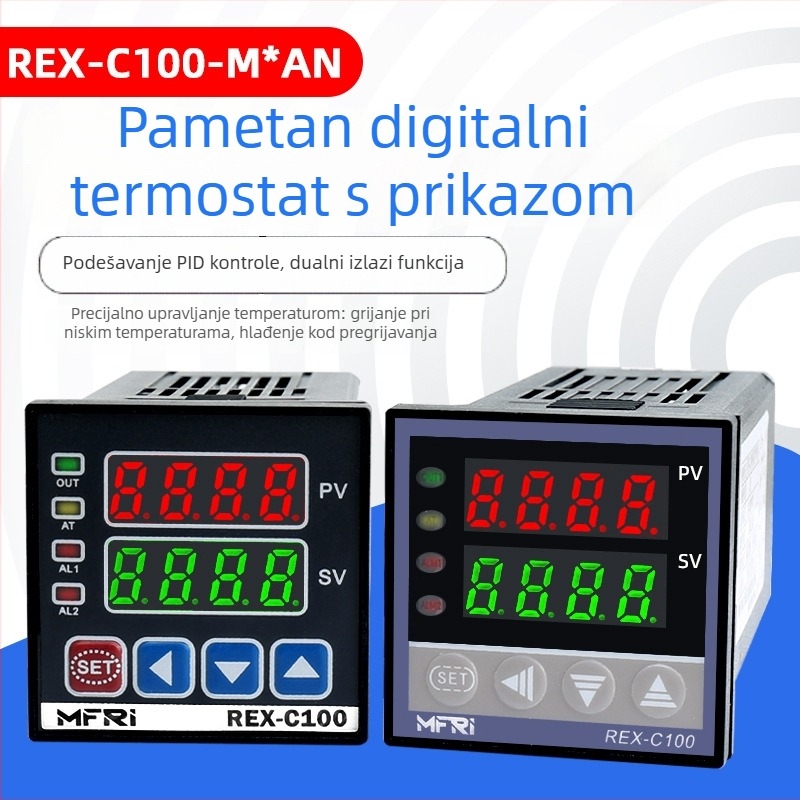 REX-C100 Temperaturni regulator, model C100FK02-MV*AN AB, inteligentan PID, 220V, digitalni zaslon
