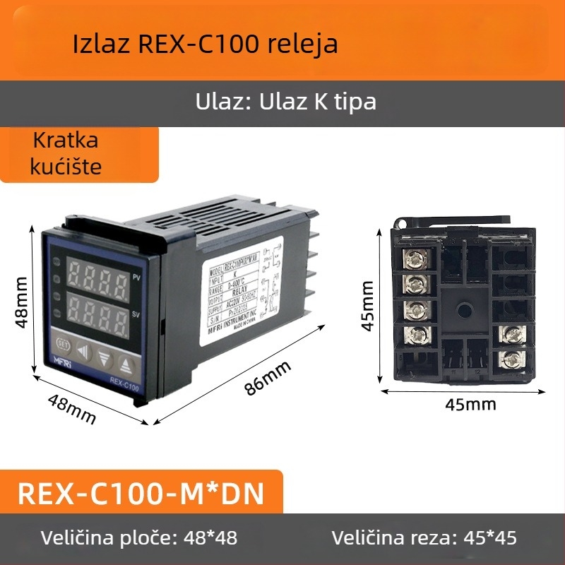 REX-C100 Temperaturni regulator, model C100FK02-MV*AN AB, inteligentan PID, 220V, digitalni zaslon