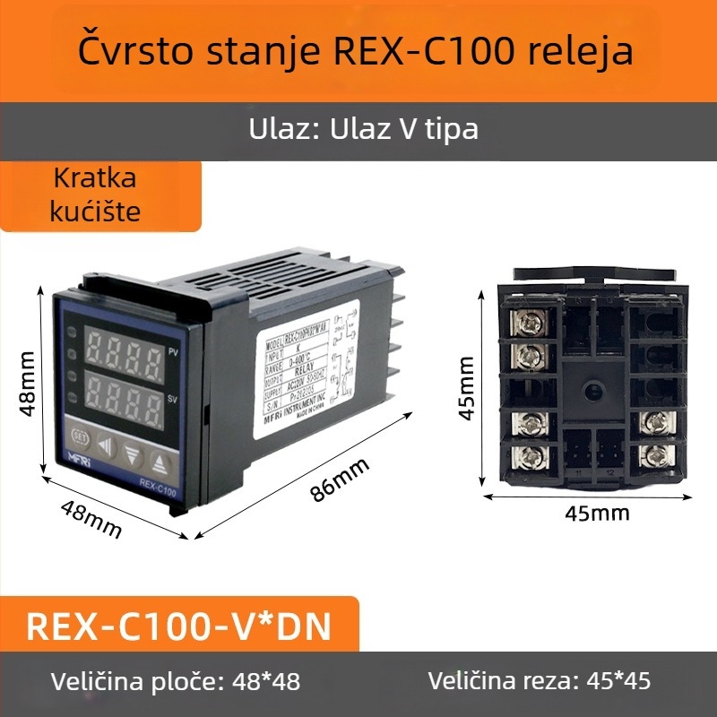 REX-C100 Temperaturni regulator, model C100FK02-MV*AN AB, inteligentan PID, 220V, digitalni zaslon
