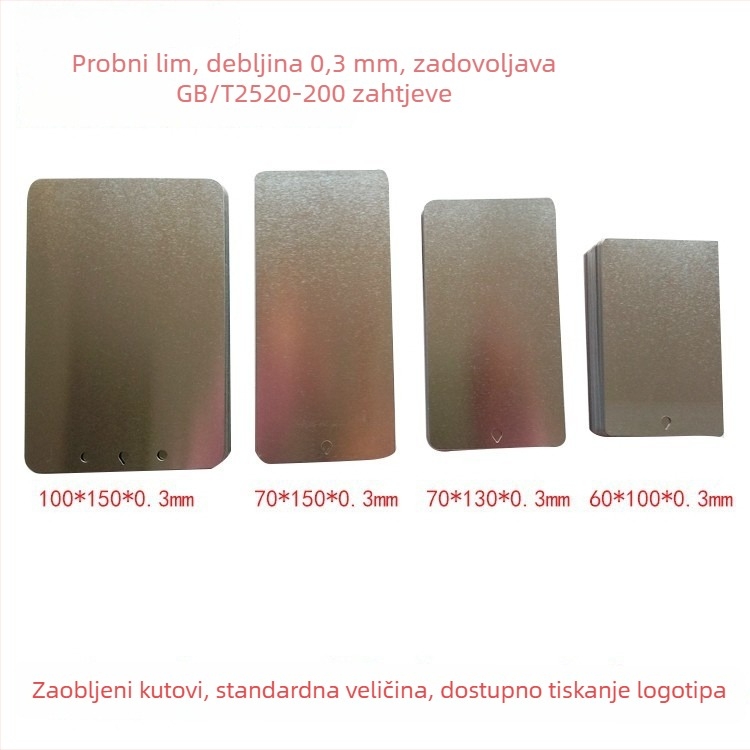 Testni listovi: aluminijski list s sprejem premazom; tinplate list; željezni list s bojom; aluminijski list s prah premazom na čeličnom ploči