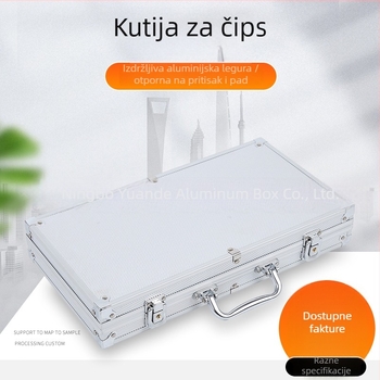 Kutija za žetone od aluminijske legure s baršunastom ambalažom i konstrukcijom od ploče gustoće — prijenosna kutija za zabavu