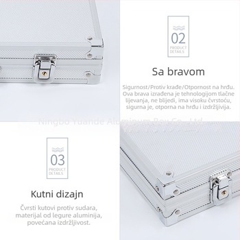 Kutija za žetone od aluminijske legure s baršunastom ambalažom i konstrukcijom od ploče gustoće — prijenosna kutija za zabavu
