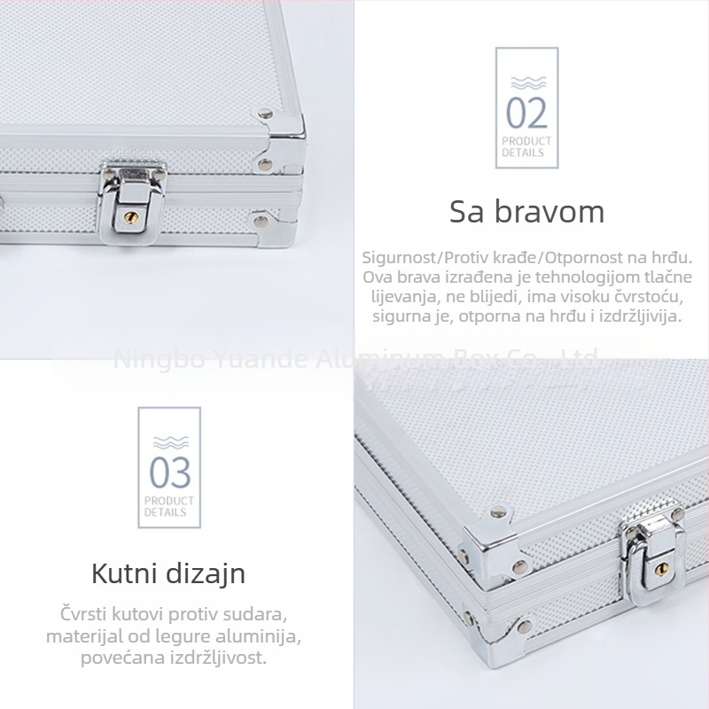 Kutija za žetone od aluminijske legure s baršunastom ambalažom i konstrukcijom od ploče gustoće — prijenosna kutija za zabavu