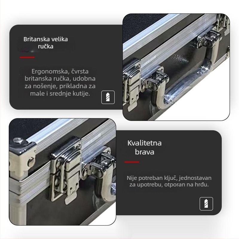 Aluminijski okvir kutije za alate, prijenosna kutija za alat s EVA presvlakom od perlane vate
