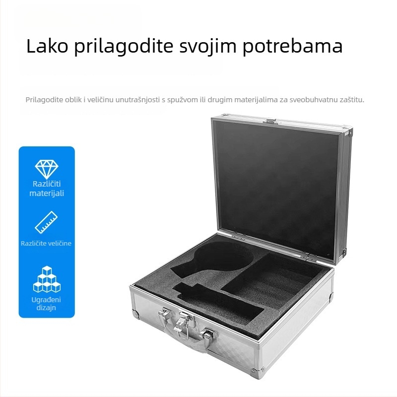 Prijenosni kofer za alat od aluminijske legure s ABS površinom, aluminijskim okvirom i pločom gustoće