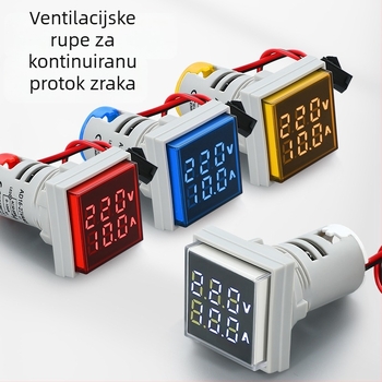 AD16-22VAMS mjerac napona i struje s dvostrukim prikazom, digitalni cijevni zaslon, raspon 50-500V, visoka preciznost, otvor za ugradnju 22 mm