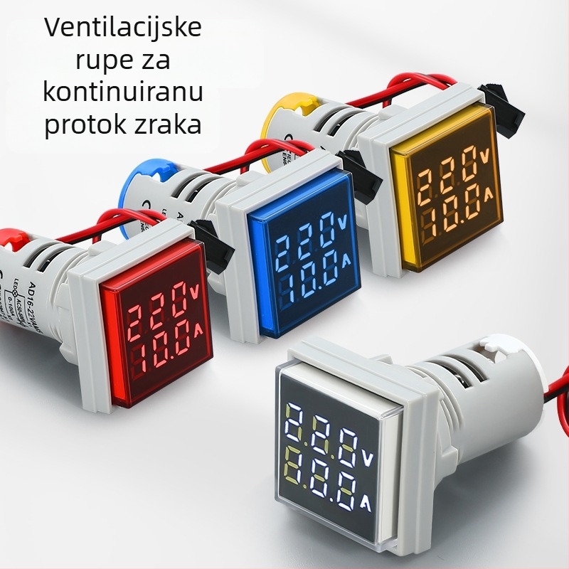 AD16-22VAMS mjerac napona i struje s dvostrukim prikazom, digitalni cijevni zaslon, raspon 50-500V, visoka preciznost, otvor za ugradnju 22 mm