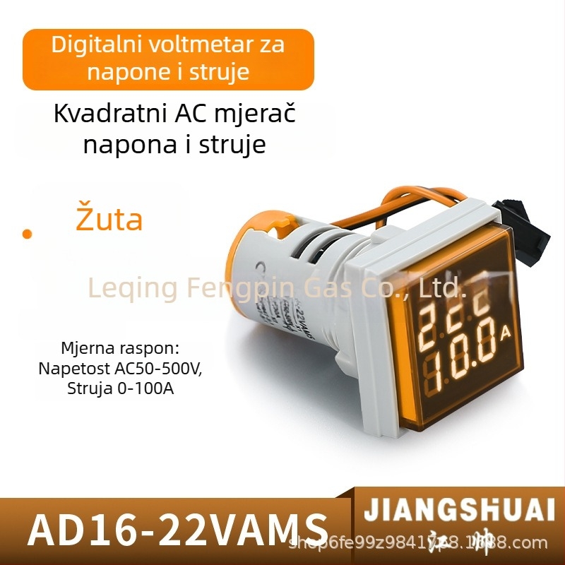 AD16-22VAMS mjerac napona i struje s dvostrukim prikazom, digitalni cijevni zaslon, raspon 50-500V, visoka preciznost, otvor za ugradnju 22 mm