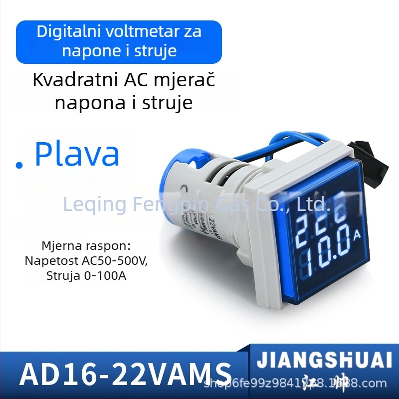 AD16-22VAMS mjerac napona i struje s dvostrukim prikazom, digitalni cijevni zaslon, raspon 50-500V, visoka preciznost, otvor za ugradnju 22 mm