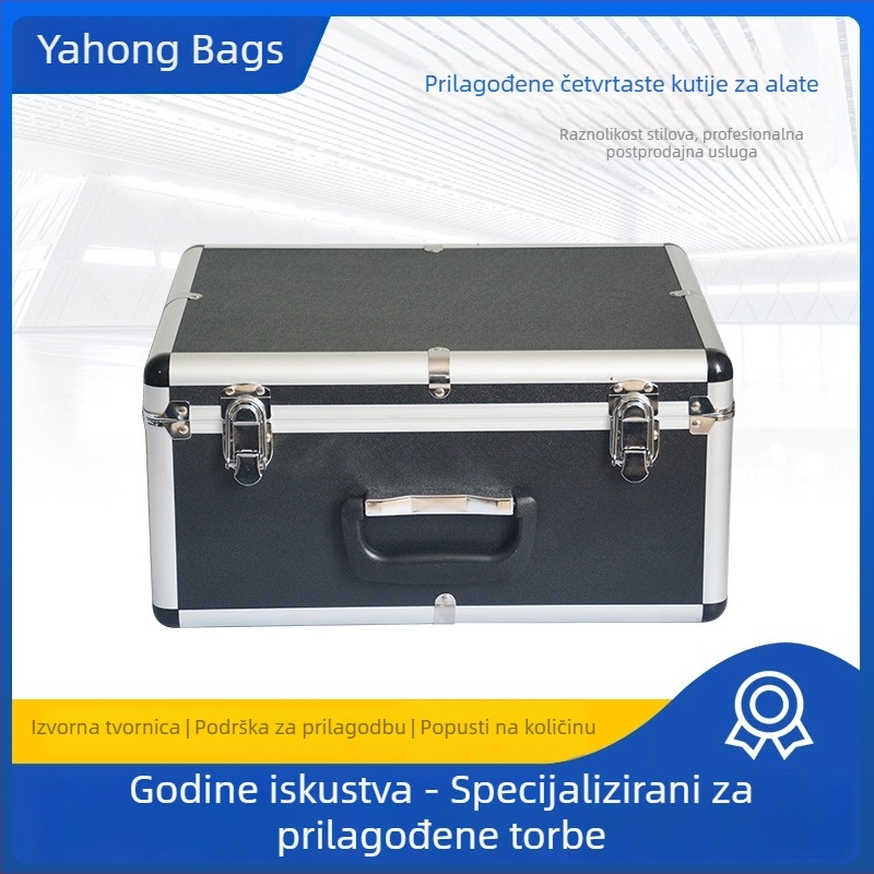 Višenamjenska četverokutna kutija od aluminijske legure za alat i instrumente, otporna na padove, prijenosna