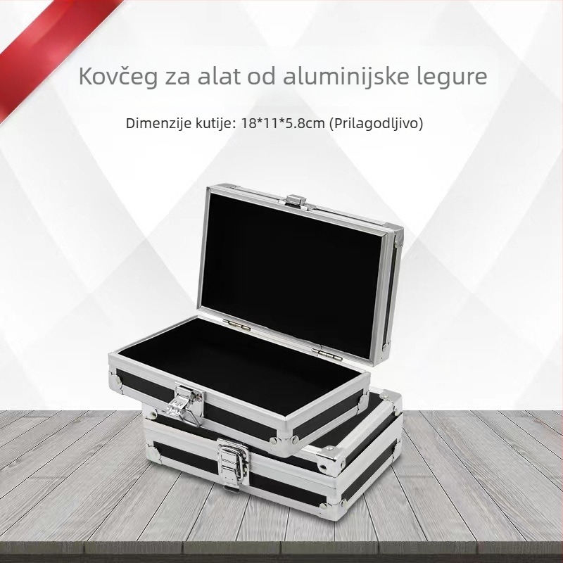 Crna kutija za alate od aluminijskog legura, višefunkcionalna, prijenosna za vanjska putovanja