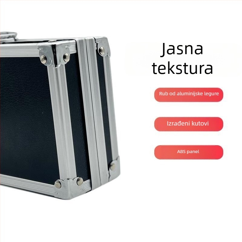 Crna kutija za alate od aluminijskog legura, višefunkcionalna, prijenosna za vanjska putovanja