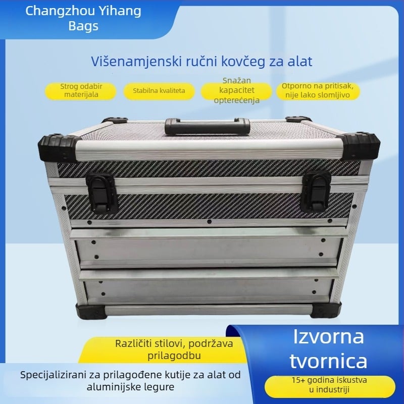 Višefunkcionalna prijenosna kutija za alate, aluminijsko-magnezijeva legura, jednodijelno oblikovana