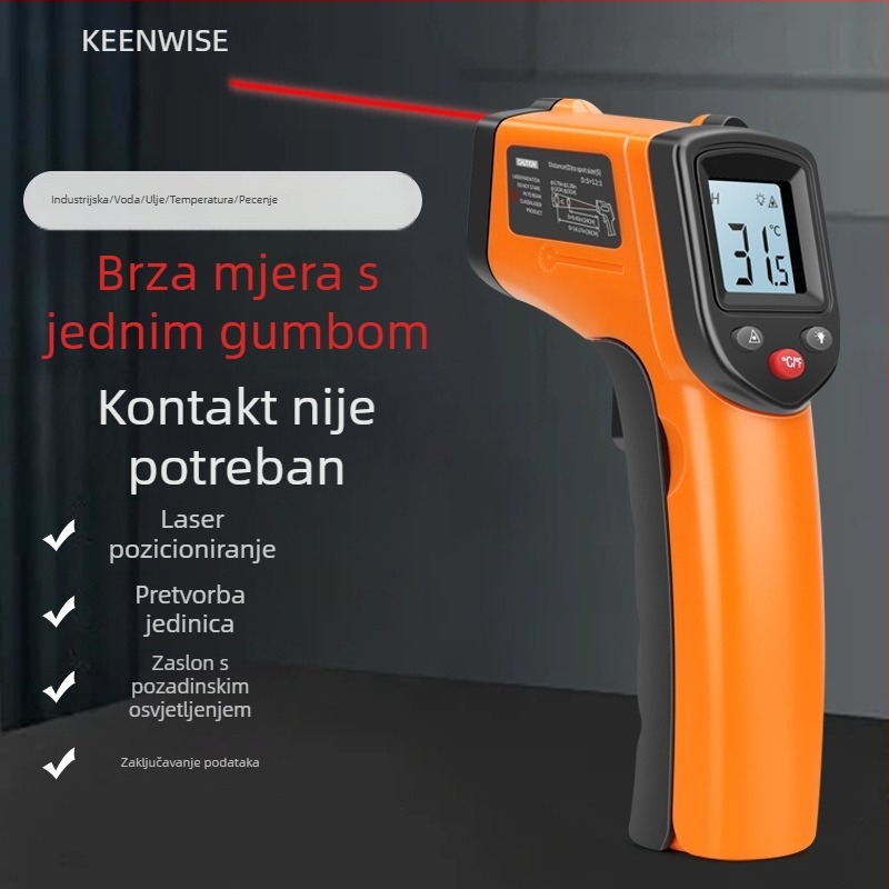 Qingwei CX6000 Ručni infracrveni pištolj za mjerenje temperature ulja – Industrijski termometar za kuhinju i pečenje