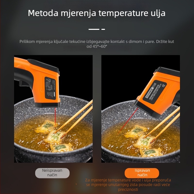 Qingwei CX6000 Ručni infracrveni pištolj za mjerenje temperature ulja – Industrijski termometar za kuhinju i pečenje