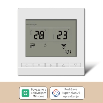 Grafenski pametni upravljač za vodeno i podno grijanje, visok kapacitet, skrivena instalacija, 220V, mjerenje ambijentalne temperature, model H740W