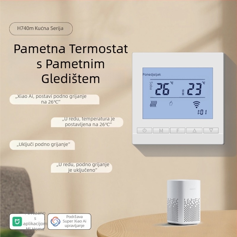 Grafenski pametni upravljač za vodeno i podno grijanje, visok kapacitet, skrivena instalacija, 220V, mjerenje ambijentalne temperature, model H740W