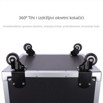 Aluminijska kutija za alat s vučnom šipkom i univerzalnim kotačićima — mobilni pretinac za montažu i popravak, skladište za beauty instrumente