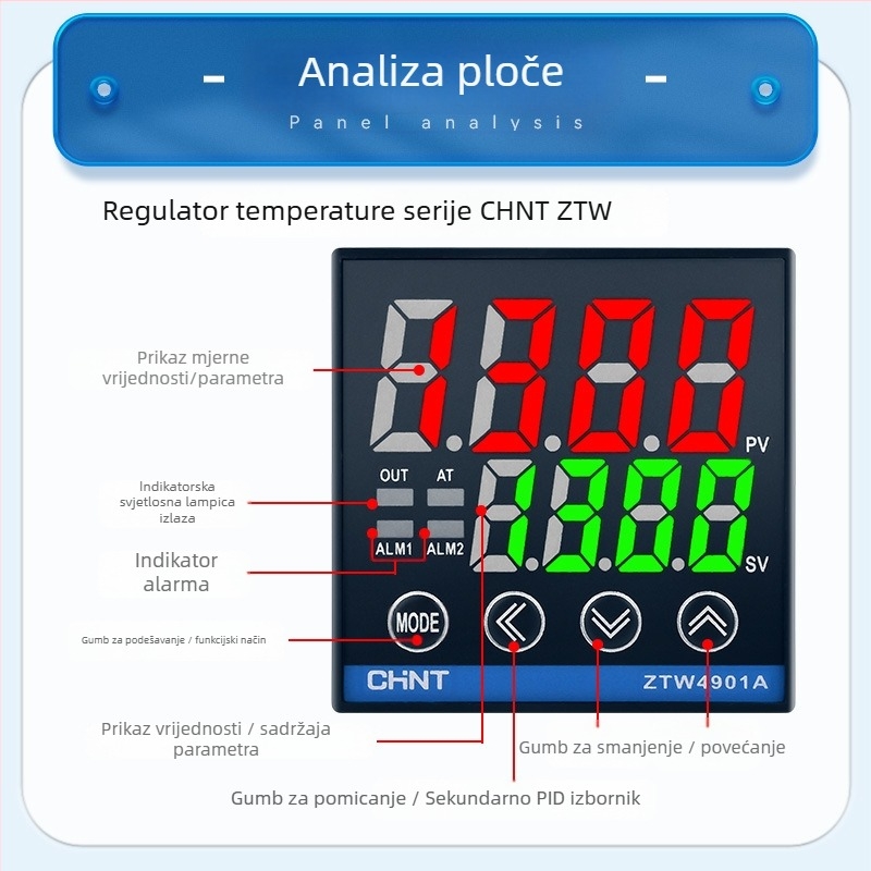 Chint ZTW inteligentni regulator temperature s PID, višenamjenski digitalni zaslon, automatska regulacija temperature, visoka preciznost