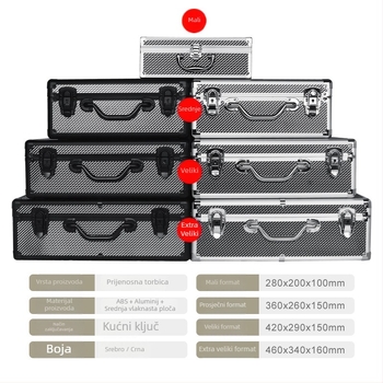 Kutija za alat od aluminijske legure s MDF pločom i flanelom za izlaganje uzoraka alata; nosivost 10 kg; Junjie Aluminum Box; porijeklo Jiangmen, Guangdong