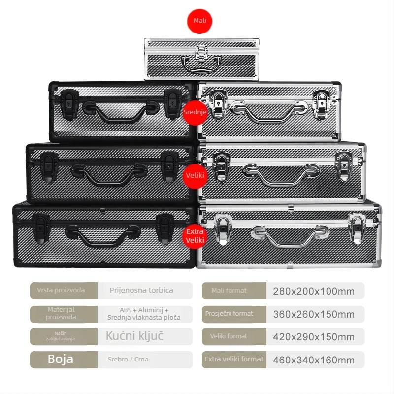 Kutija za alat od aluminijske legure s MDF pločom i flanelom za izlaganje uzoraka alata; nosivost 10 kg; Junjie Aluminum Box; porijeklo Jiangmen, Guangdong