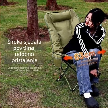 Sklopivi stolac s navlakom od pamuka, čvrsta konstrukcija, okvir od karbonske čelika, tri pozicije prilagodbe za kampiranje