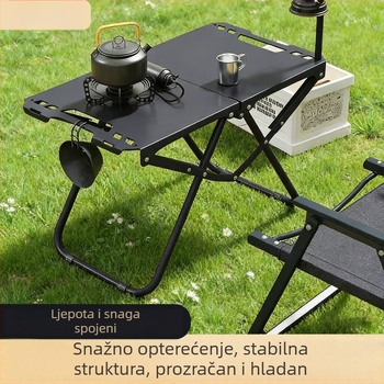 Vanjski sklopivi set stola i stolice za kampiranje, taktički stol, prijenosan s brzim otvaranjem (Materijal: visoko ugljična čelika; Stil: taktički/retro; Kategorija: sklopivi stolovi i stolice; Značka: ovlaštena privatna marka)