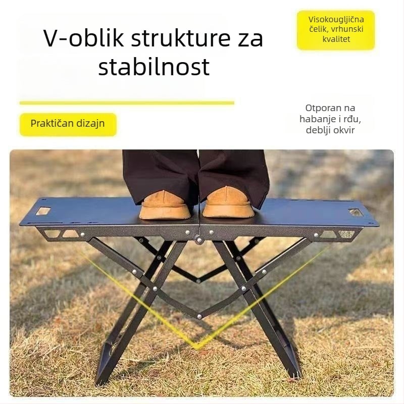 Vanjski sklopivi set stola i stolice za kampiranje, taktički stol, prijenosan s brzim otvaranjem (Materijal: visoko ugljična čelika; Stil: taktički/retro; Kategorija: sklopivi stolovi i stolice; Značka: ovlaštena privatna marka)