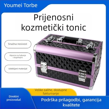 Kutija za kozmetiku i alate od aluminijske legure, višeslojna, s ključem, velika kapaciteta, proširiva